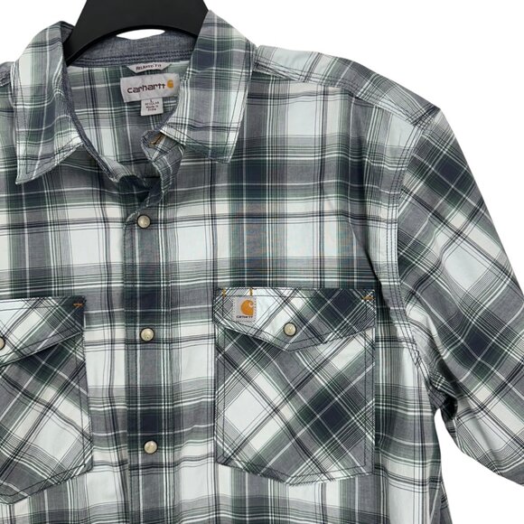 Carhartt Mens Relaxed Fit Plaid Short-Sleeve Button-Down Shirt SZ L -Western - Picture 10 of 10